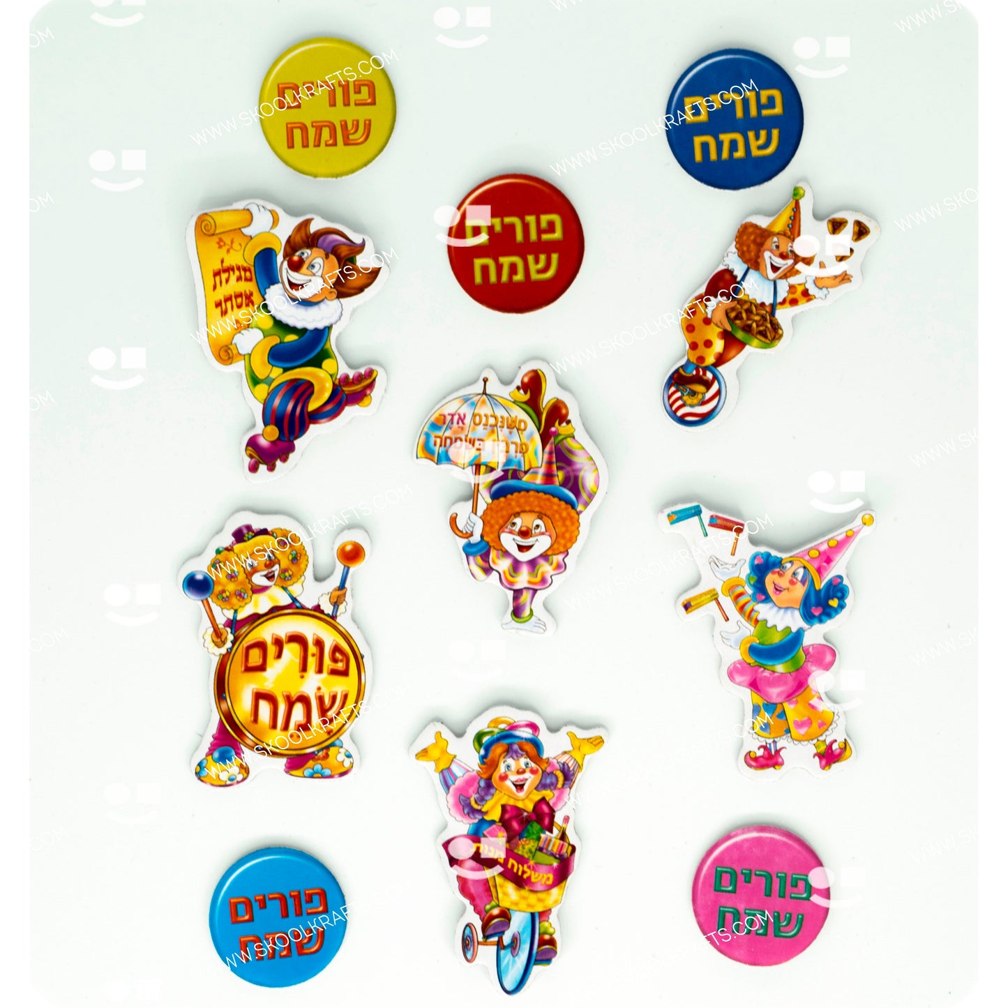 Purim Sameach Clown Printed Self Adhesive Foam Shape 53/pk