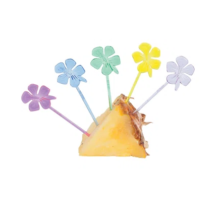 Plastic hibiscus picks 3" 72pk