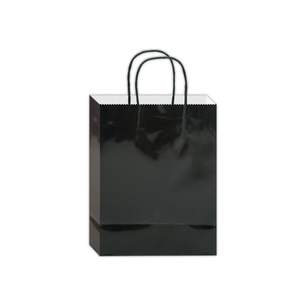Glossy Gift Bag Black 10x8x4"