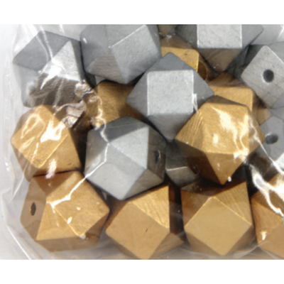 Gold/Silver Wooden Beads 18/pk (closeout)
