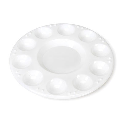 Paint Palette 6.5" Plastic Round 10 Well w/ 3 Paint Brushes
