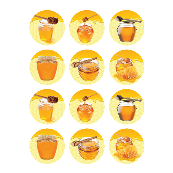 Honey Stickers 32mm Round Color Print 10/pk
