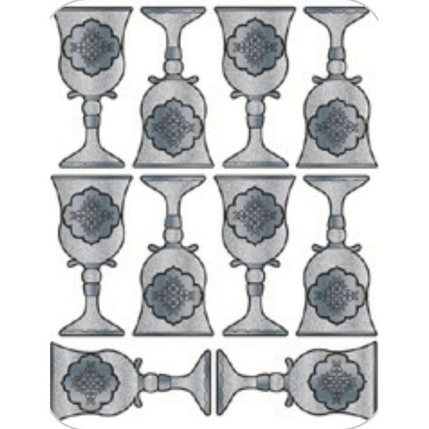 Glitter Silver Becher Stickers 2 1/4" x 1" 6 sheets