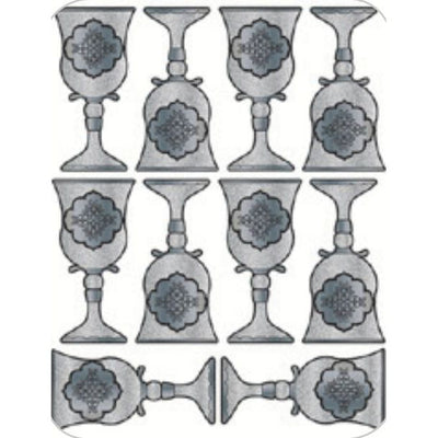 Glitter Silver Becher Stickers 2 1/4" x 1" 6 sheets