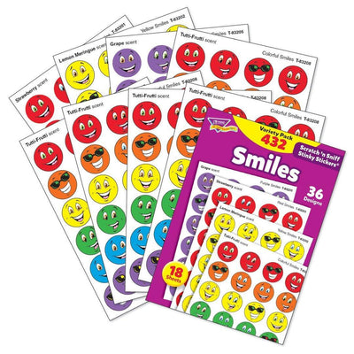 Smiles Scented Stickers Variety Pack 7/8" 432/pk (18 Sheets) (Discontinued)