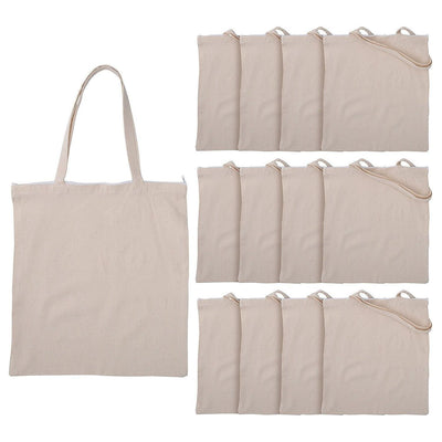 18" x 20" Bulk 12 Pc. Large Plain Canvas Zipper Tote Bags