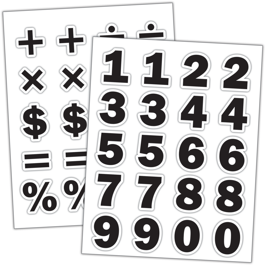 Black Numbers Stickers Die Cut 1" 120 Stickers