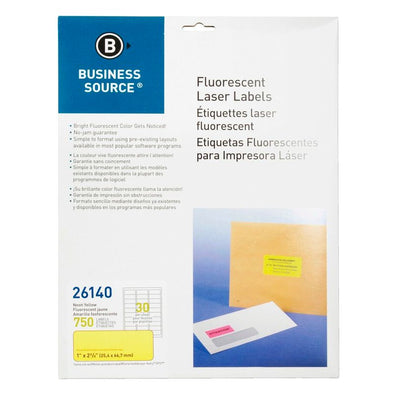 Laser Labels, Fluor,1x2-5/8" 50/pk. Neon Yellow