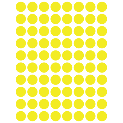 Color Coding Dot Stickers All 1/2" Yellow 13mm Color Print 32/pk