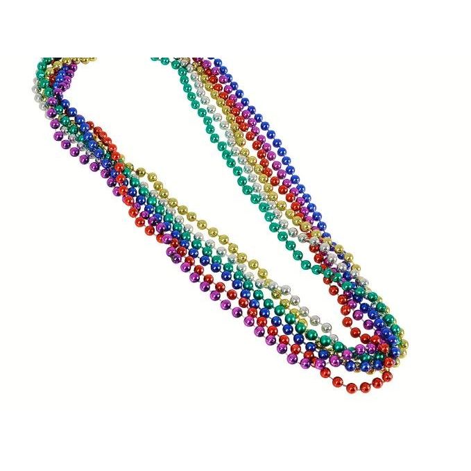 Assorted Metallic 7mm Bead Necklaces 12/pk