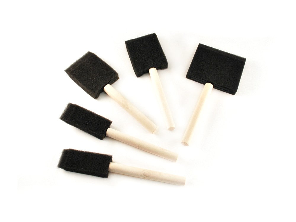 Sponge Brush 5/pk 1" 2" 3" w/Wood Handle