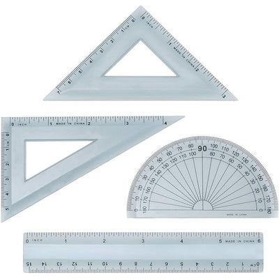 6 Inch Ruler Combo Set With Protractor & Triangles (Discontinued)
