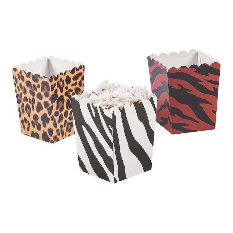 Mini Animal Print Popcorn Boxes 3" x 3" x 4" - 24 Pc.