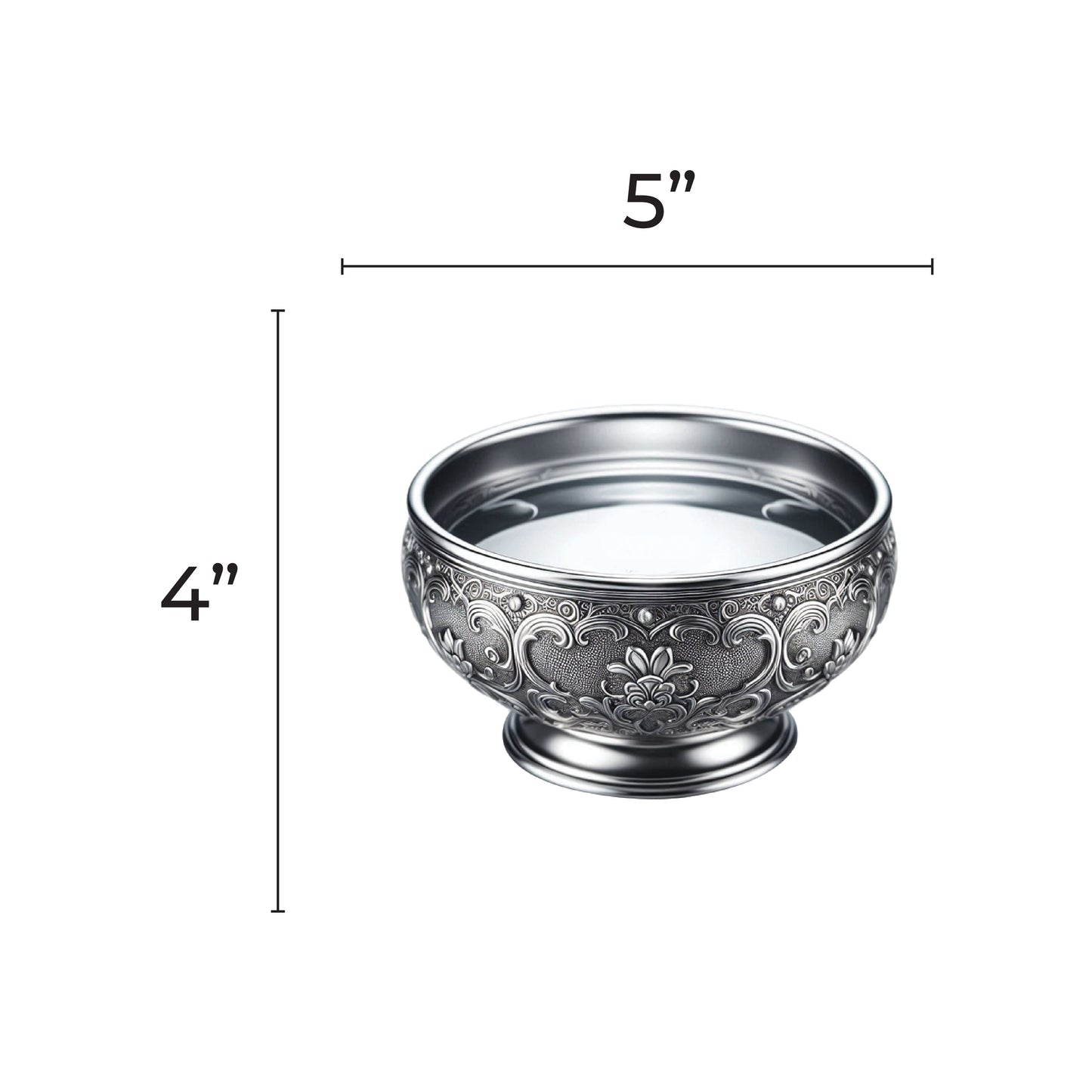 Silver Bowl with Water Cutout 5-inch 20/pk