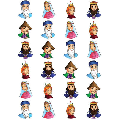 Character Face Stickers Round 25MM 10/pk