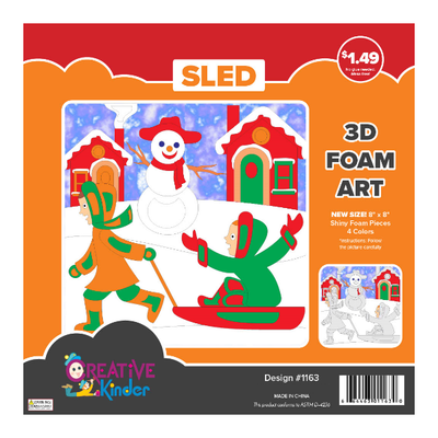 Winter Snow Theme Foam Art, 4 Colors, 9"x9"