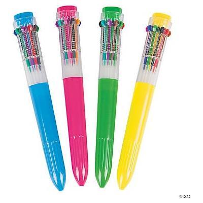 Plastic Multicolor Pens 10 different colors of ink. Size: 6 1/4" 12/pk