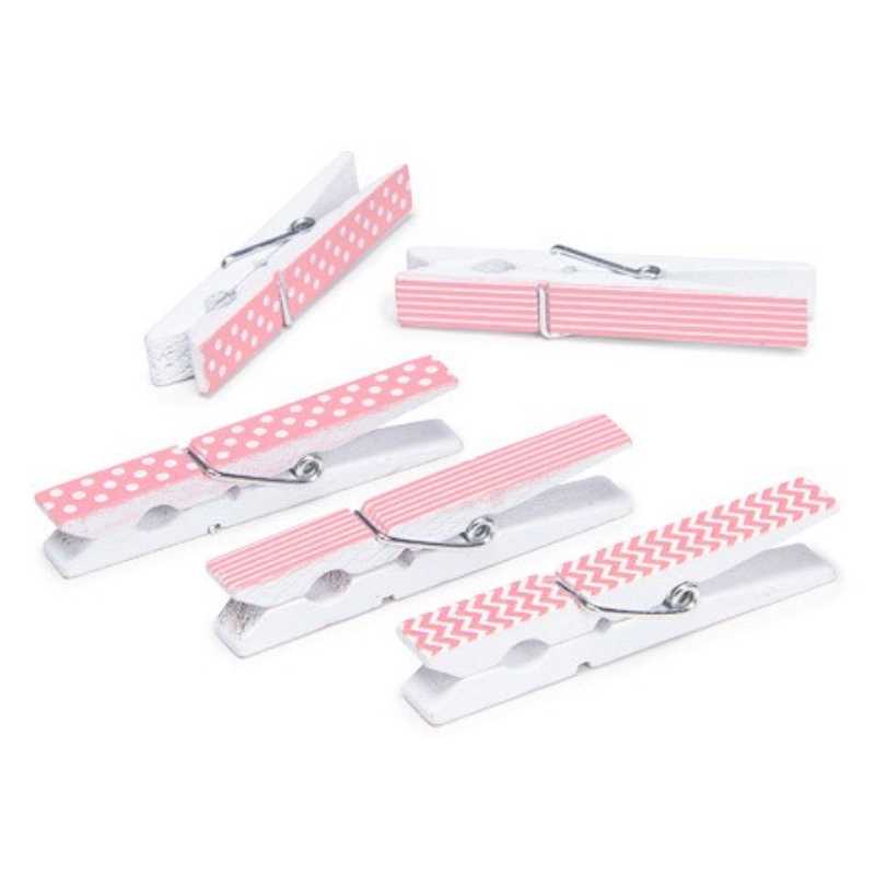 Deco. Pink Printed Clothespins: 2.75", 12 pcs.