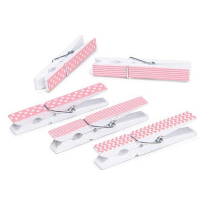 Deco. Pink Printed Clothespins: 2.75", 12 pcs.