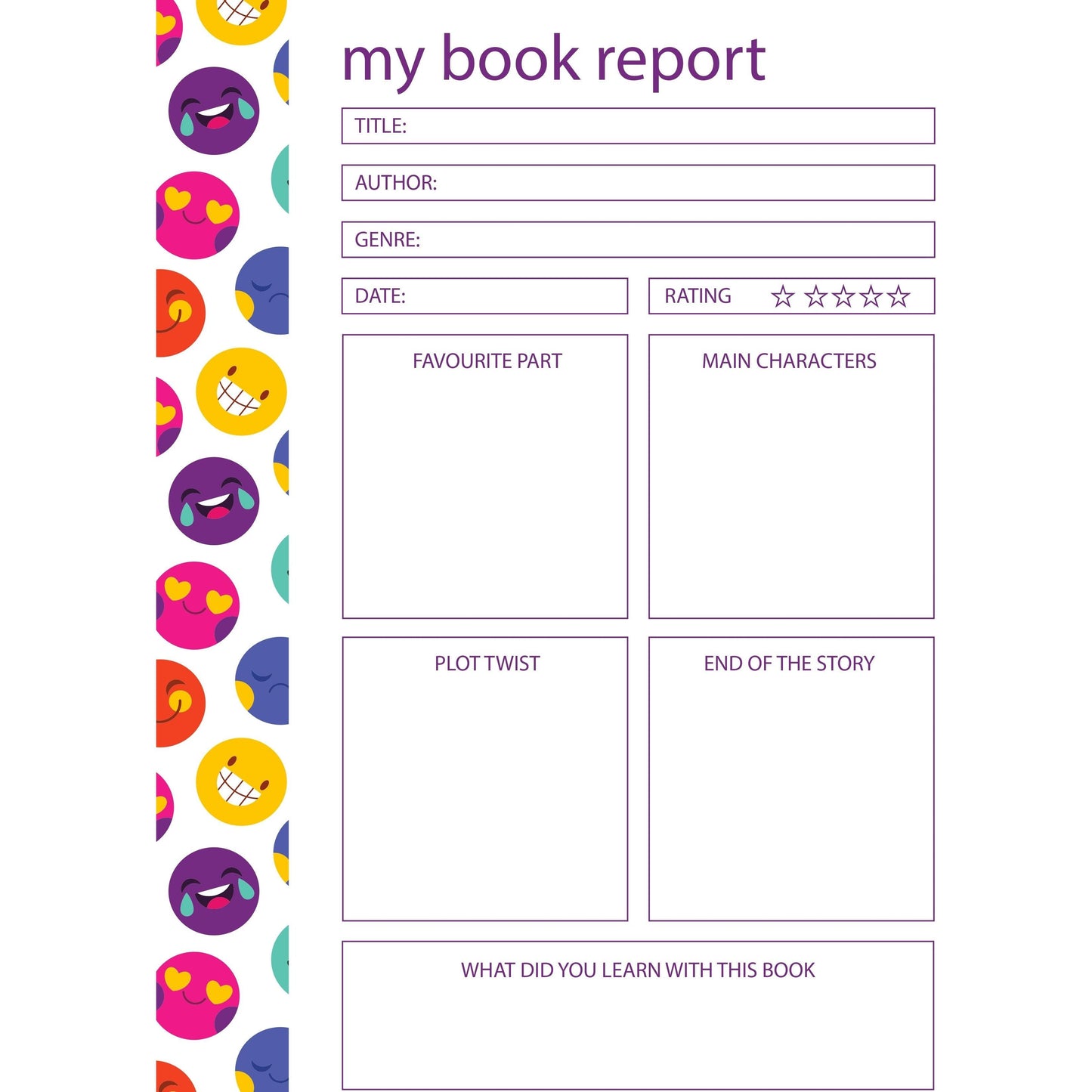 book report sheet 8.5" x 11" 12/pk