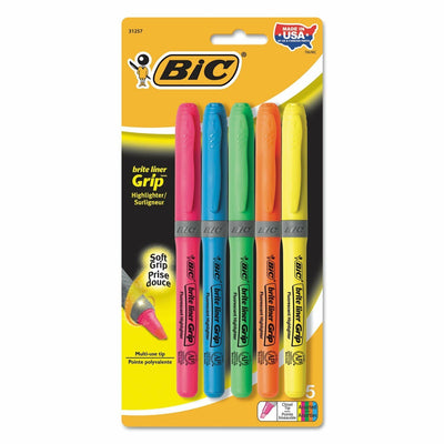 Highlighters Soft Grip Fine Tip Assorted 5/pk