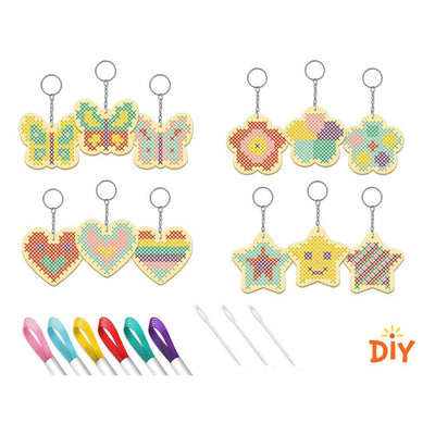DIY cross stitch keyring kits 3pcs