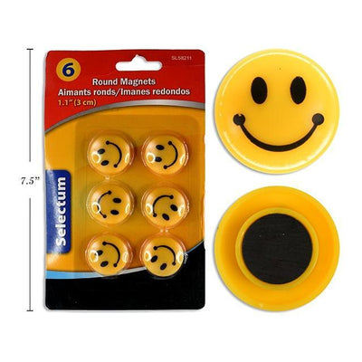 Happy Face Round Magnets 6pcs (1.1")