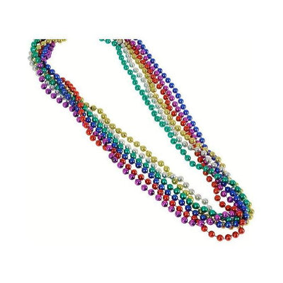 Assorted Metallic 7mm Bead Necklaces 12/pk