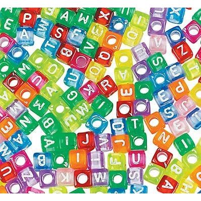 Bright Alphabet Cube Beads 1/4"- Hole size is 2.5mm 260/pk