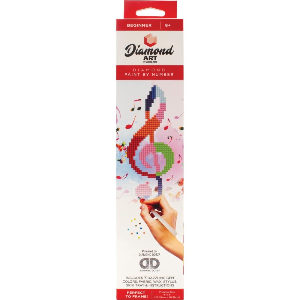 Leisure Arts Diamond Art Beginner Kit 8"X8"-Treble Clef