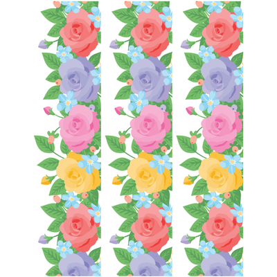 Flower Strips Stickers 6 1/2" x 1 1/2"  Color Print 10/pk