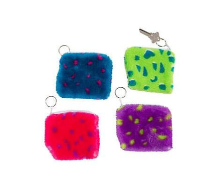 Plush Spotted Coin Purse Keychains  4 1/4" x 4" 12/pk