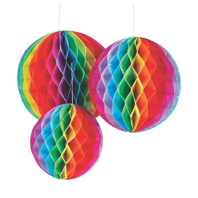 9" - 12" Honeycomb Ceiling Decorations, Assorted - 6 Pc.