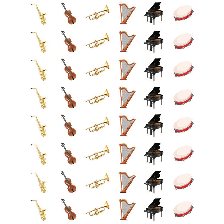 Musical Instruments Stickers Round 19MM Clear  10/pk