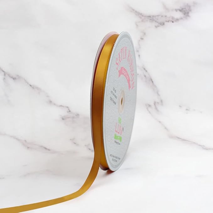 Satin Ribbon Single Faced Antique Gold  3/8" 100/yd  (discontinued)