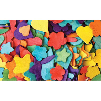 Wood Party Shapes 1/2" To 2" Assorted Colors 200 Pieces (Discontinued)