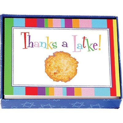 Chanukah Thank You Cards - Striped 10 Cards With Envelopes