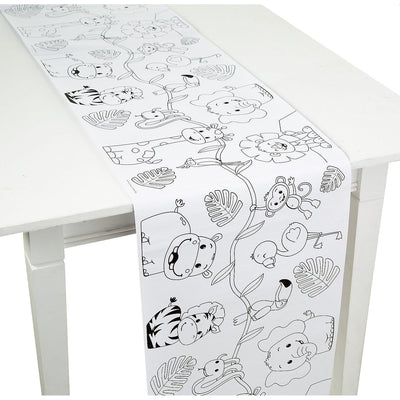 Color Your Own Zoo Animal Table Runner, 90" x 17", 1 Roll