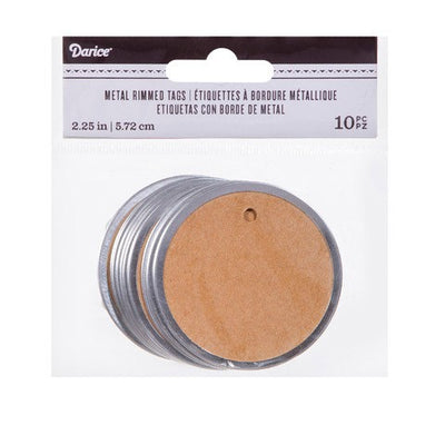 Kraft With Silver Metal Rim Tags: 2.25", 10 Pk.