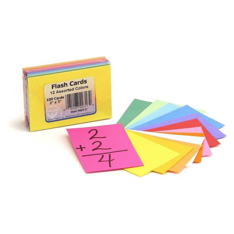 Bright Flash Cards (3" X 9", 5 Colors, 100)