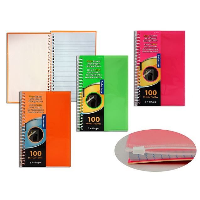 Plastic Zip Cover notebook, 5" x 8", 100 Sheets Ruled