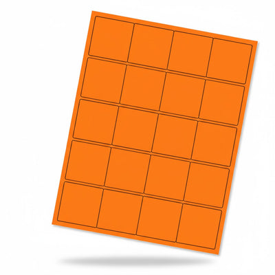 2" Square Labels 20/pg 100/pk Fluorescent Orange