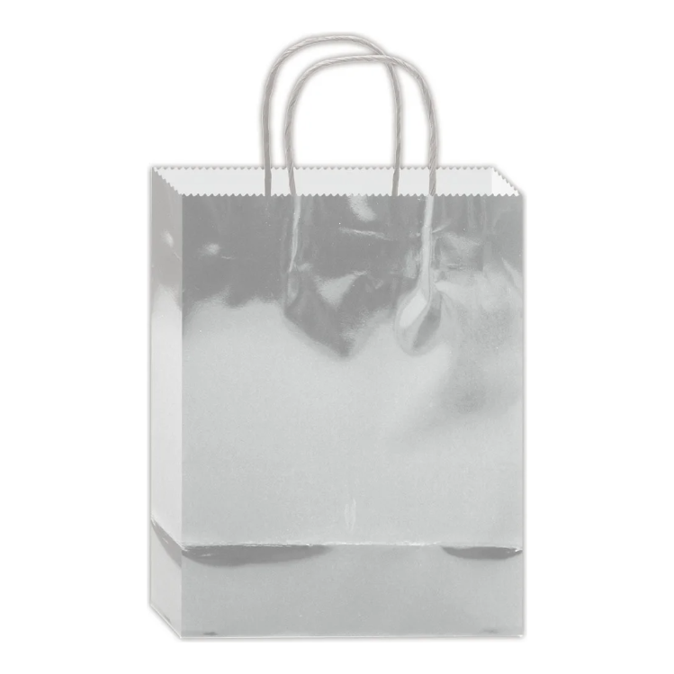 Glossy Gift Bag Silver 10x8x4"