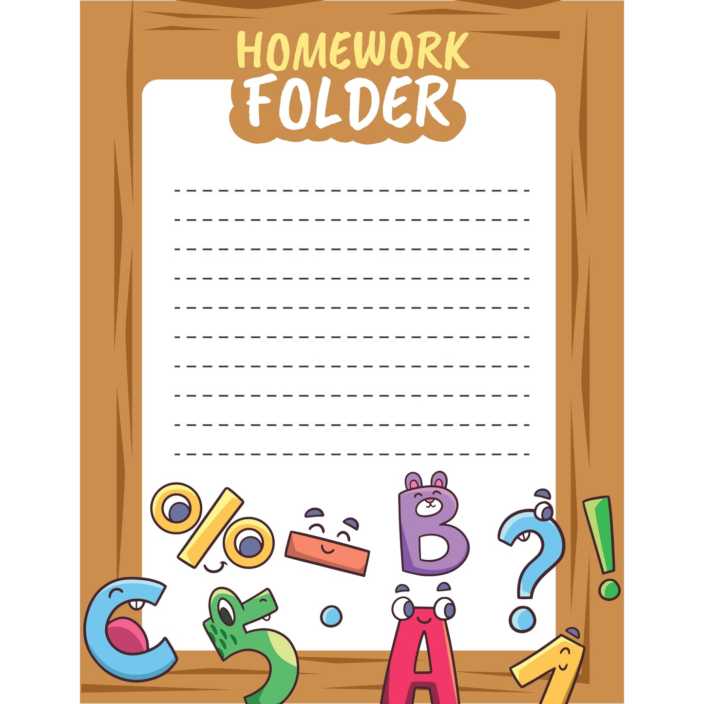 homework folder cover - wood border 8.5" x 11"  12/pk