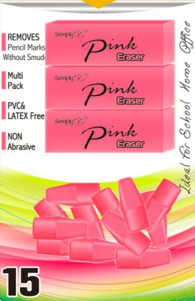 PInk eraser combo pack 15/pk