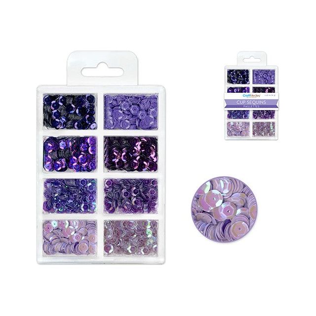 6mm Plastic Sequins (viola) 8 dividers (Closeout)