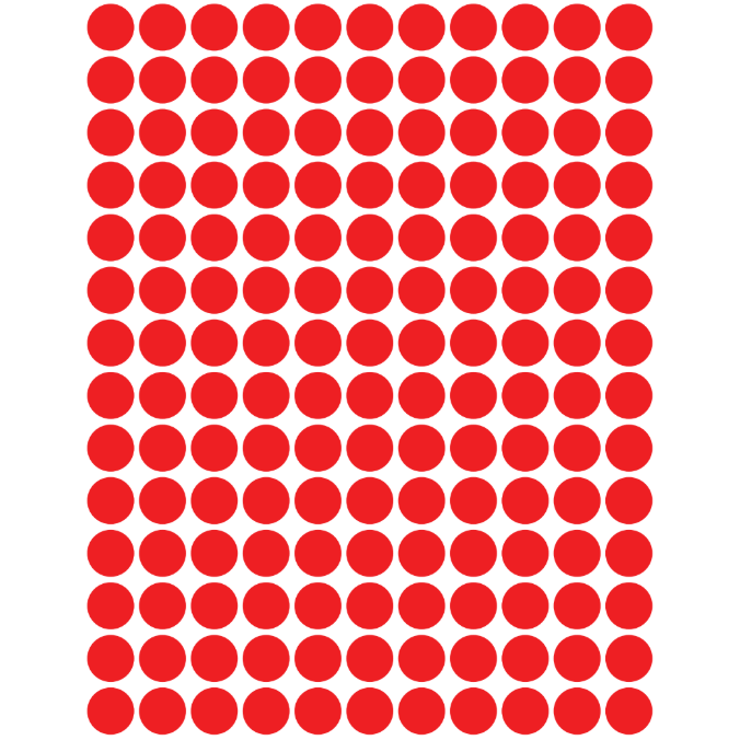 Color Coding Dot Stickers All 1/4" Red 10mm Color Print 32/pk