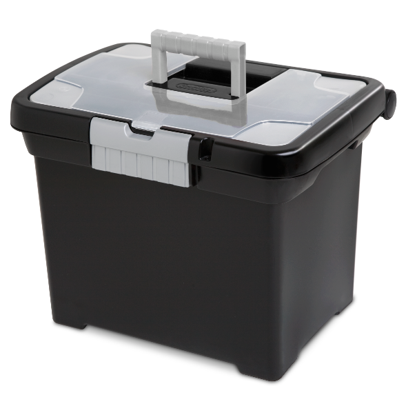 Portable Black Storage File Box 11" x 15" x 11.5"