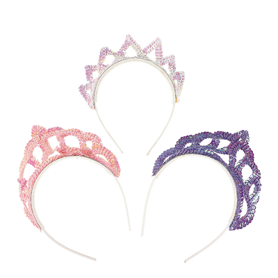 Plastic Pastel Sequin Tiaras 12/pk