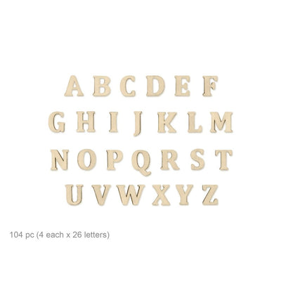 Mini Wooden Letters 104pcs (4ea - 26 letters) Natural